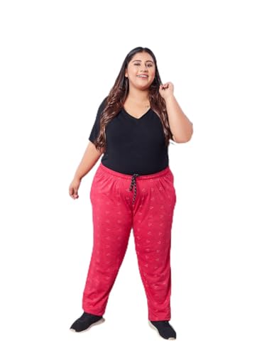 Image of CUPID Women's Plus Size Cotton Printed Pajamas, Nightwear, Lounge Wear, Walk Wear Lowers, Regular Fit Track Pants for Ladies M to 7XL