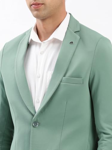 Image of SHOWOFFFF Men Solid Single Breasted Casual Blazer | Notched Lapel Full Sleeves Cotton Blazer for Mens | Slim Fit Regular Length Blazer for Men's
