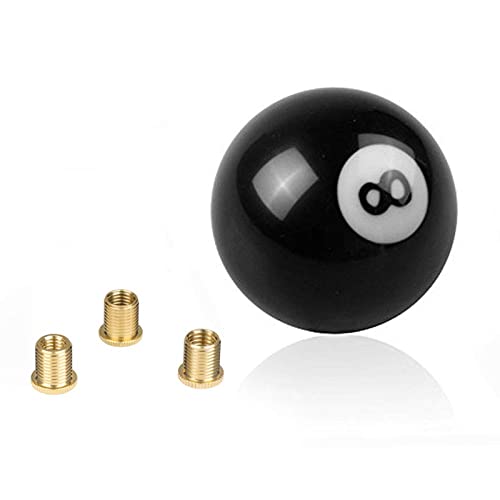 RYANSTAR Shift Knob Black 8 Ball Billiard Acrylic Gear Shift Lever Shift Knob Black Shaped Round Manual with 3 Adapters Universal Fit Compatible with Manual Car M 81.25 M 101.25 M 101.5 M 121.25