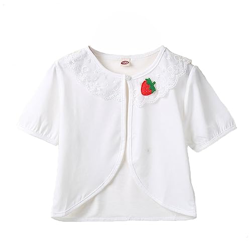 Image of Little Girls' Short Sleeve Lace Bolero Cardigan Shrug Dress Cover up 2-10 Years