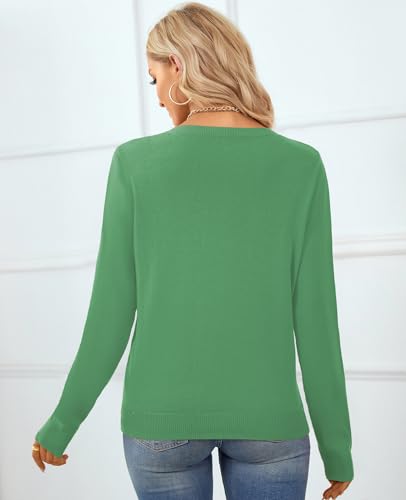 Image of QUALFORT Women's 100% Cotton Sweater, Basic Lightweight Long Sleeve Pullover