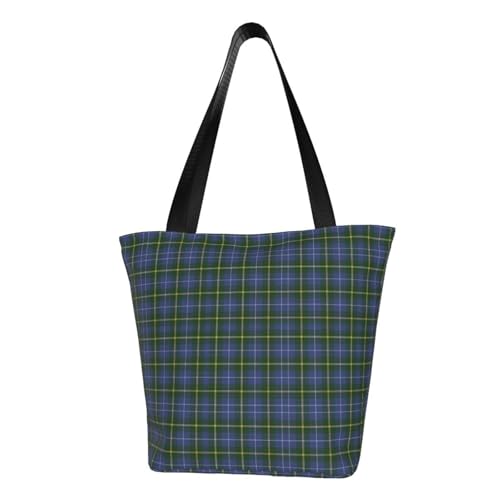 Tartan Of Nova Scotia Reusable Zippered Shoulder Bag, Stylish Polyester Tote With Wide Handle & Inner Pocket, Lightweight Durable Shopping & Travel Bag