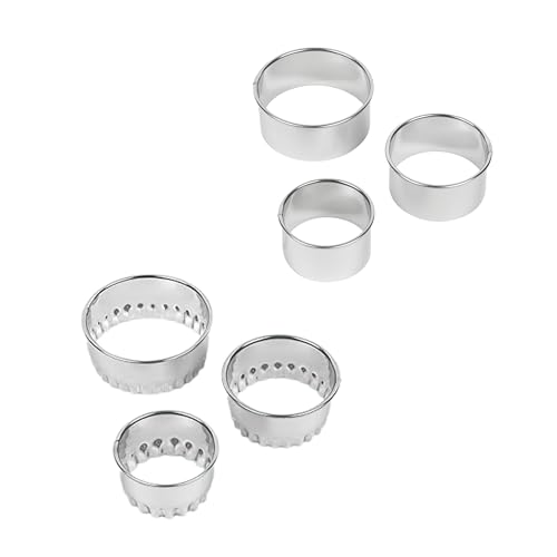 Tala Set of 6 Stainless Steel Pastry Cutters, 3 Crinkled & 3 Plain, Cookie & Pastry Cutting Tools for Baking, Dough & Fondant, Durable Kitchen Baking Set