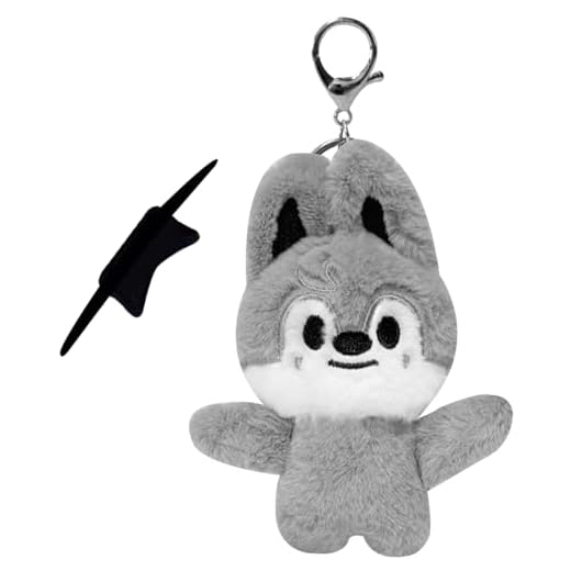Hymonhon Cute Plush Keychain Soft Stuffed Animal Pendant for Women Backpack Tote Handbag Charm Decor Accessories (Grey)