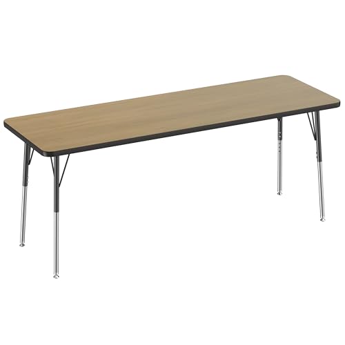 FDP 24" x 72" Rectangle Table with Swivel Glide Legs - Pasadena Oak/Black