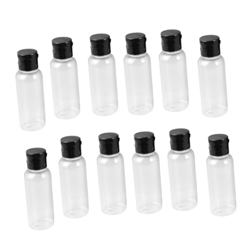 WRITWAA 12 piezas Botellas de Subenvase Transparentes con Tapa Abatible Negra de Unidades Contenedores Cosméticos Portátiles y Reutilizables para Gel Alcohol y Loción