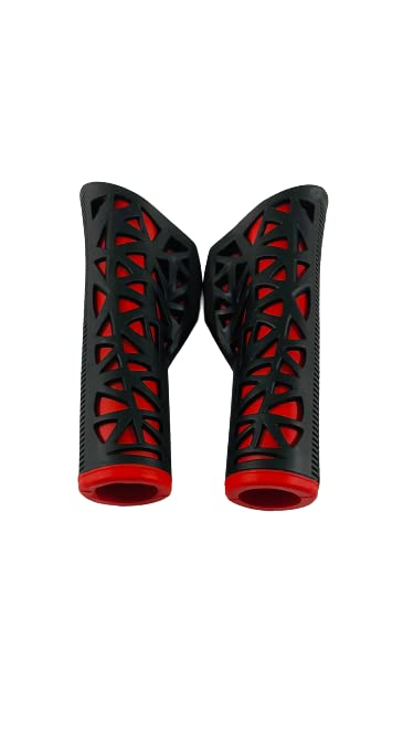 Image of Shrenik Bicycle Mudguard || Handle Grip Compatible 26, 27.5, 29 Inch Cycle Flying Fender Reflective Tape Front Back Set || Handlebar Grip Soft Rubber Non Toxic 12.5cm || Color Black-Red