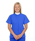 FOR HIS SERVICE Ladies Full Collar Clergy Shirt - (Includes Banded Collar) - Short Sleeves - Royal Blue, 18