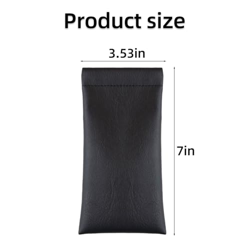 Image of 3 Pack Soft Glasses Case Leather Squeeze Top Sunglasses Pouch Portable Squeeze Eyeglass Cases for Women Men Travel Sunglass Storage Bag Anti-Scratch Eyeglasses Cases (Black)