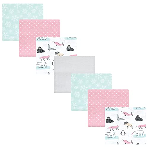 Image of Hudson Baby Unisex Baby Cotton Flannel Receiving Blankets Bundle, Girl Arctic Animals, One Size