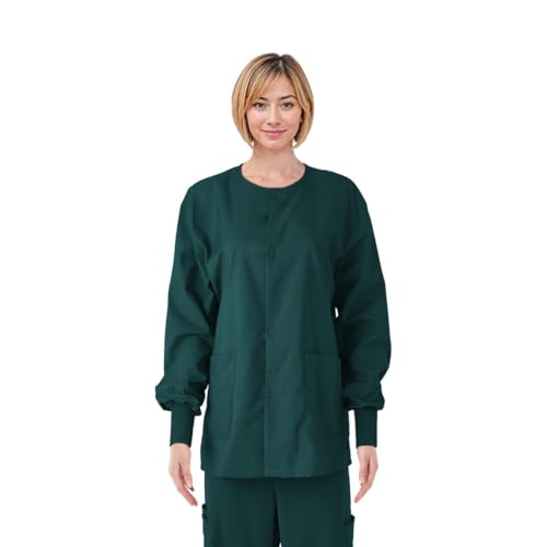 ComfortEase Unisex Crew-Neck Warm-Up Jacket with Knit Cuffs, Evergreen, Size L,1,Each,8832JEGL