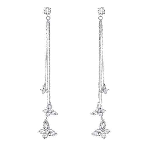 Yellow Chimes Earrings for Women & Girls | Fashion Crystal Silver Tone Long Dangler Earring | Long Danglers Earrings | Accessories Jewellery | Birthday & Anniversary Gift