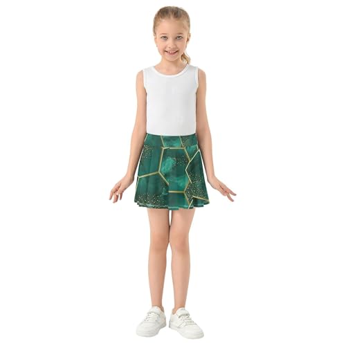 Athletic Shorts Girls Skorts Skirts with Shorts Rainbow Teen Cheer Green Marble 3t3