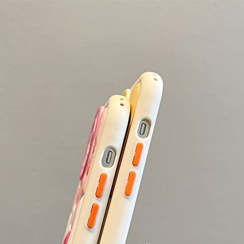 LAIRUIRUI Compatible with iPhone 15 Pro Max Cute Case, TPU Leather Phone Emboss Cartoon case Soft Rubber Shockproof Protective Case for iPhone 15 Pro Max Case Cover for Women Girls Kid (Yellow Bear)