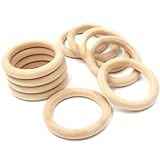 4 Inch Width Wooden Rings 10PCS for Macrame, Jewelry Making, and DIY Crafts, Unfinished Smooth Wood Rings, 2/5 Inch Diameter