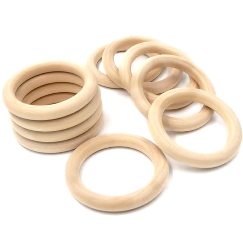 4 Inch Width Wooden Rings 10PCS for Macrame Jewelry Making and DIY Crafts Unfinished Smooth Wood Rings 2/5 Inch Diameter