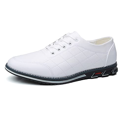 Image of Veslexth Men Casual Driving Sneakers Loafers Breathable Comfort Walking Wing Tips Lace Up Luxury Leather Shoes for Male Business Work Office Dress Outdoor