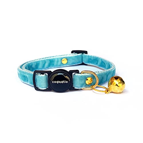 Image of Safety Quick Release Cat Collars,Double Velvet with Bell Available in a Range Colors ,Perfect for Your Kitty, Adjustable 20-30 cm (20-30cm, Sky Blue)