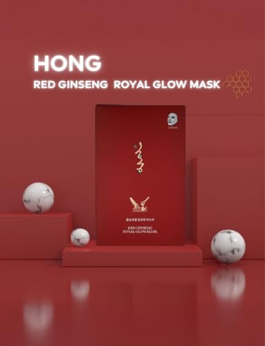 Generic Red Ginseng Royal Glow Sheet Mask, Korean Facial Mask with Botanical Extracts, Hydrating & Radiance-Enhancing Face Mask, 10 Sheets, Made in Korea