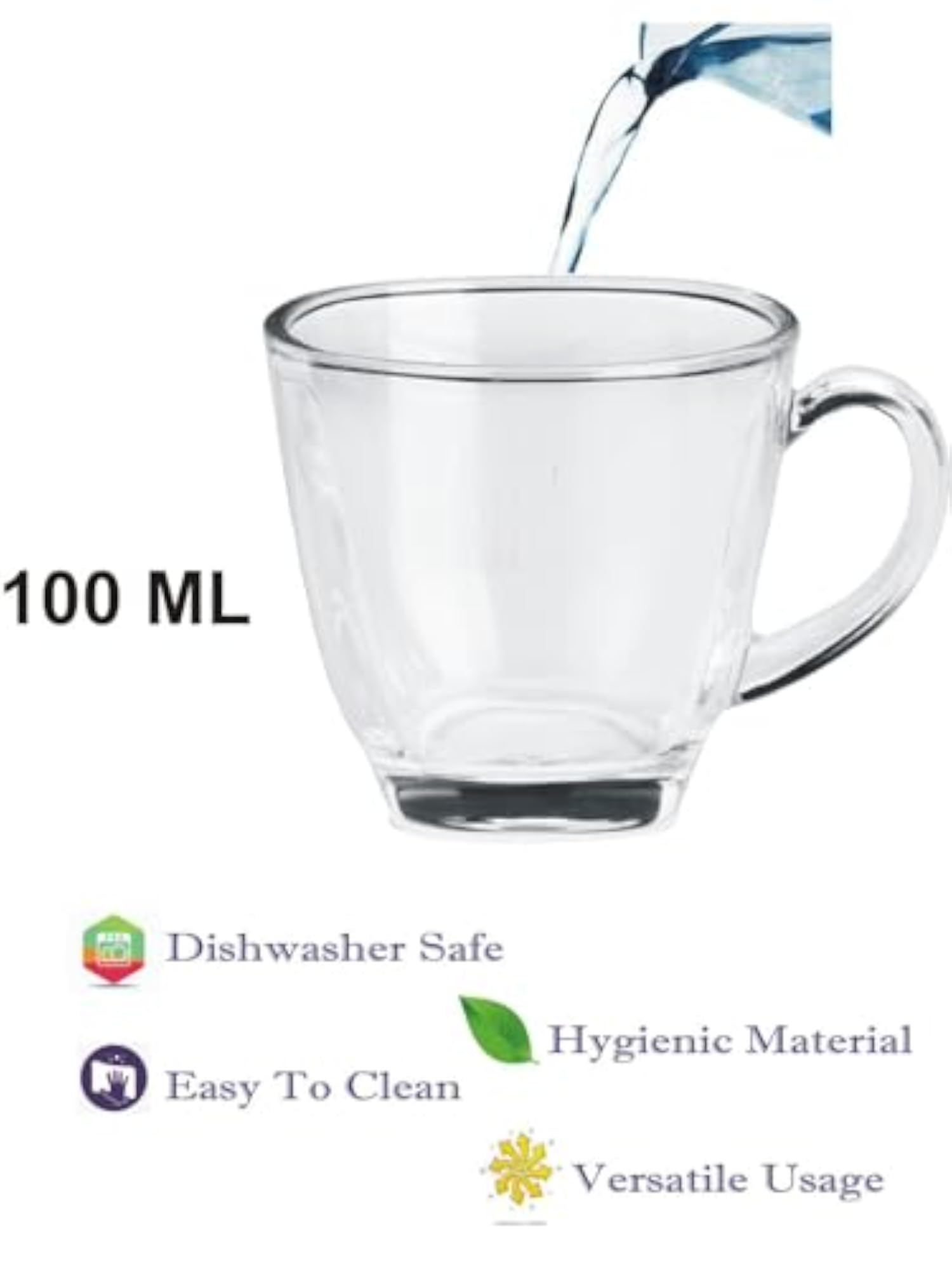 Clear Glass Coffee & Tea Cup/Mug (100 Ml), Pack of 7
