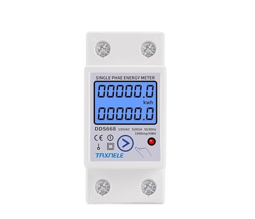 Compteur d'énergie monophasé 110V rail DIN rétroéclairé avec remise à zéro LCD