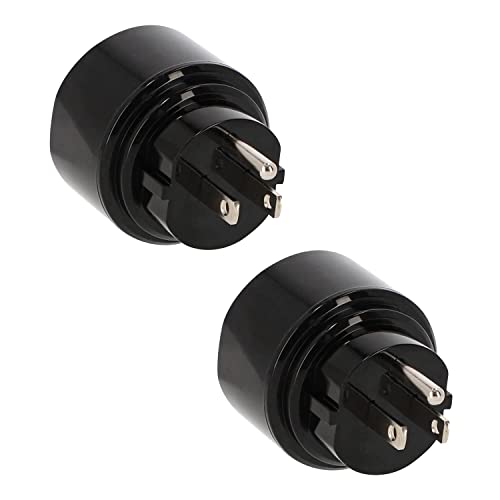 LED Universum Reisestecker, Reiseadapter, Amerikanischer Steckdosenstecker-Adapter für USA Kanada Mexiko Thailand Jamaika Steckdose Schutzkontakt und Euro Stecker, Typ B, schwarz (2 Stück) Cover
