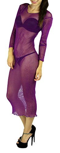 Image of ToBeInStyle Women's Stretch See Through Fishnet Novelty Mini Rave Party Dress