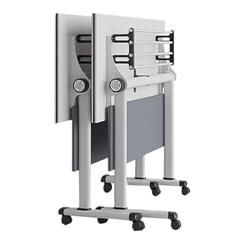 FHSLKXIM Mesa De Conferencia Plegable Blanca con Escritorio De Capacitación Móvil, Mesas De Reunión Plegables Largas para Escritorio De Computadora Móvil, Sala De Conferencias, 2 Piezas, 160 Cm