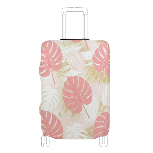 Joisal Prints Luggage Protector Custom Suitcase Covers Protective Abstract Pink Monstera Leaves Gold Vacation Essentials Suitcase Sleeve, S, Fits 18-20 Inch Case