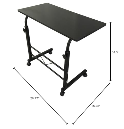Azadx Side Table, Laptop Stand Adjustable 34.25" Computer Standing Desk Portable Cart Tray Side Table with 4 Wheels for Bed Sofa Hospital Reading Eating (Black)