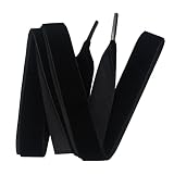 Goodlace 0.6Inch Wide of Flat Velvet Shoelaces Ribbon Shoe Laces 47Inch Black