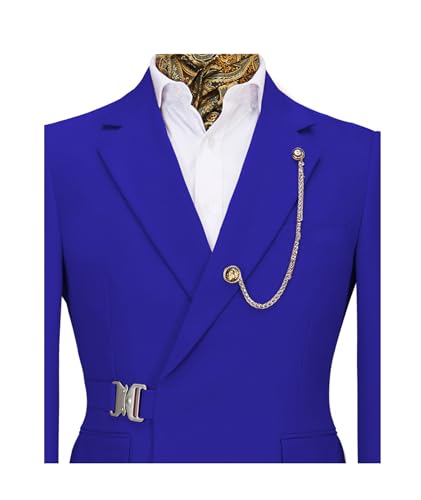 SOMTHRON Men's 2 Piece Suit Metal Clasp Business Slim Fit Wedding Tuxedo Prom Groomsmen Blazer Jacket and Pants Set2