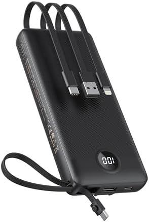 VEEKTOMX 20000mAh Portable Charger with Built-in Cables