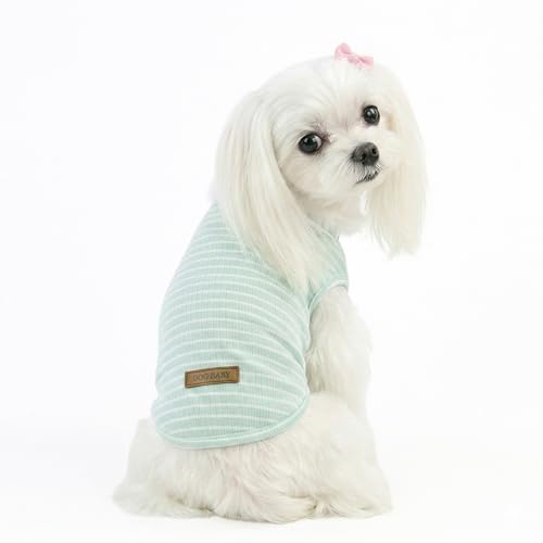 PetGround 犬 服 小型犬 春 夏 秋 冬 小型犬 中型犬 ボーダー シャツ 着せやすい 防寒 伸縮性 かわいい おしゃれ 犬服 (M, グリーン)（Amazon）