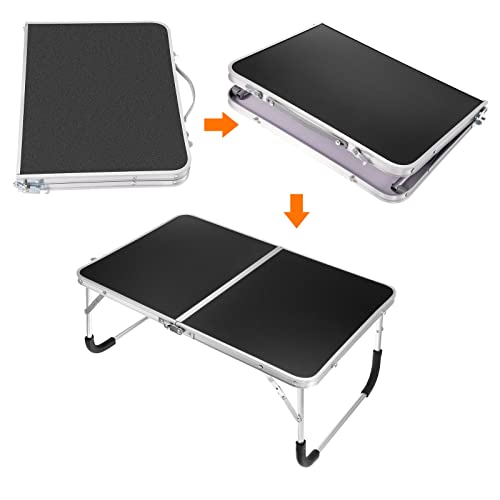 PATIKIL Foldable Laptop Table, Portable Lap Desk Picnic Bed Tray Tables Snacks Reading Working Desks for Bed Couch Sofa Black - Image 3