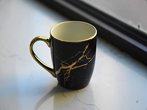 Set Of Golden Marble White And Black Coffee Mug Ceramic Tea Cup For Men Women Christmas Gift Perfect For Coffee, Cappuccino, Tea, (White & Black) #TOP6