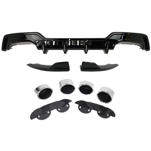 IKON MOTORSPORTS, Rear Diffuser & Aprons & Muffler Tip Compatible with 2019-2022 Toyota Corolla Hatchback,TS Style Painted Attitude Black Metallic (Color Code #218) ABS Plastic Rear Bumper Lip