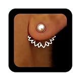 Enautoabs Boho Fiore Di Loto Orecchio Giacca Orecchini Fiore Di Loto Orecchini Perno Oro Perla Anteriore Posteriore Orecchini Minimalista Loto Orecchini Fiore Cavo Gioielli Per Le Donne