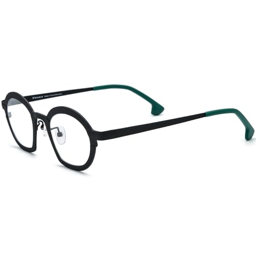 Image of FONEX Colorful Pure Titanium Glasses Frame Women Retro Round Eyeglasses
