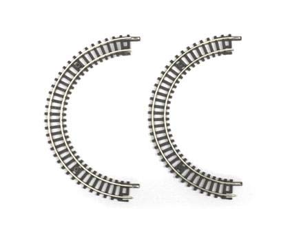 Rokuhan HO (16.5 mm) Schwarz/Grau Shorty Circle of Track R45 180 Grad 2pcs