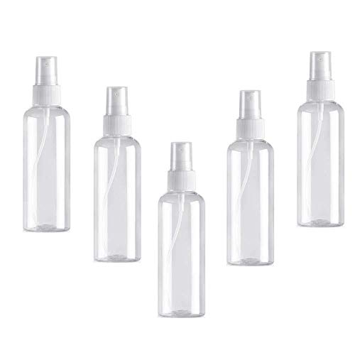 Preisvergleich Produktbild Multifunktionale Feinnebelsprühflasche transparente Kunststoffsprühflasche, Alkoholzerstäuber für ätherische Öle, verwendet in Küche, Reisebad und Reinigung, 5er Pack