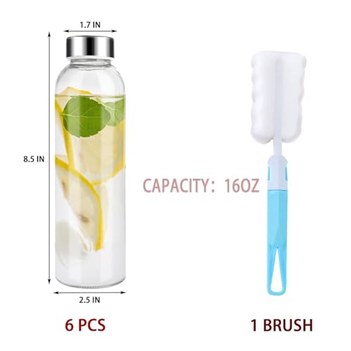 Botellas de jugo de vidrio de 18 oz con tapas herméticas reutilizables para nevera 7