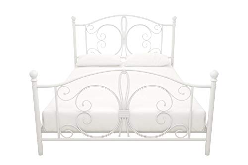 Dhp Bombay Metal Platform Bed With Parisian Style Headboard And Footboard, Adjustable Base Height For Underbed Storage, No Box Spring Needed, Full, White #TOP4