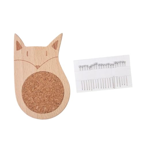 SM SunniMix Pin Cushion Sewing Needle Cushion Holder Wooden Base Lightweight DIY Crafts Pincushion for Needlework Home Use, Fox