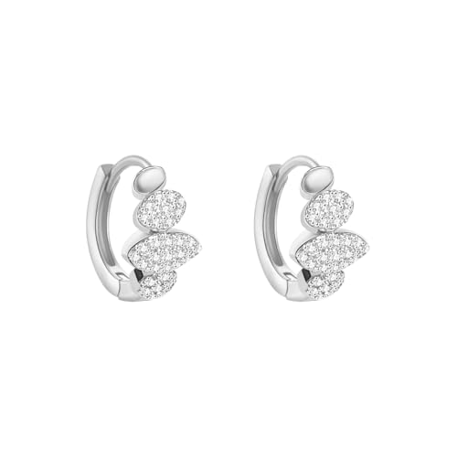 Crystal Leaf Hoop Earrings for Women Men Gold/Silver Plated Dainty Rhinestone Cz Cubic Zirconia Leaves Small Huggie Hoops Wedding Prom Bridal Party Fashion Jewelry (Silver) by NewZenro - Used condition - US$7.95