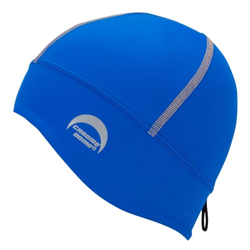 CHROME DOME UPF 50+ Cooling Skull Cap, 78% Recycled, Lightweight Premium Fit, Compression Fabric, Certified Sun Protection (Large-X-Large, Royal with Olive Stitching)