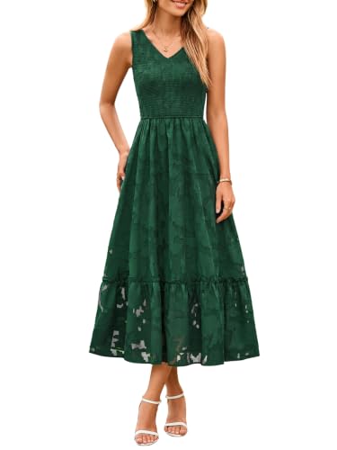 Image of Simplee Womens Semi Formal Dresses for Wedding Guest Floral Lace Midi Dress