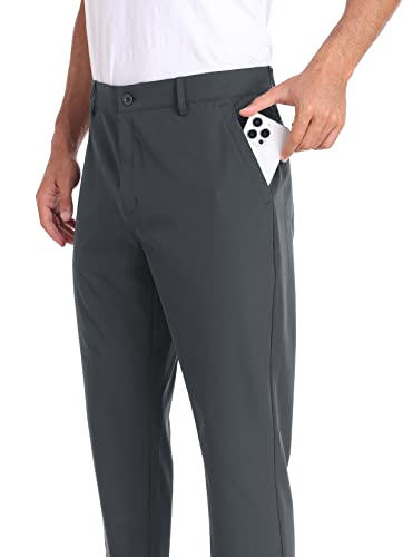 Mofiz Men's Golf Pants Light Thin Pants Business Work Slim Fit Pants Summer Stretchy Pockets Casual Dress Pant Dark Gray Size 36W #TOP2
