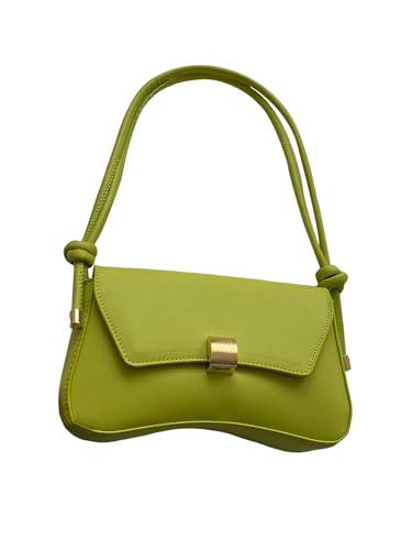 OYOANGLE Bolsa de ombro feminina de couro vintage com alças ajustáveis, Verde, One Size