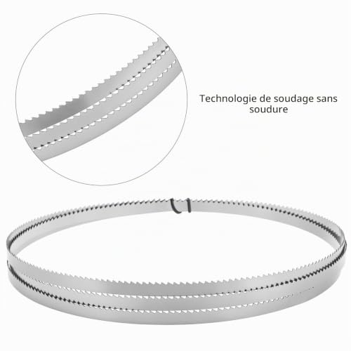 QWORK® Jeu de 2 lames de scie à ruban - 1400 x 6.35 x 0.35 mm, acier allié SK5, 10 dents par pouce, pour scie à ruban de 8" – vue 4